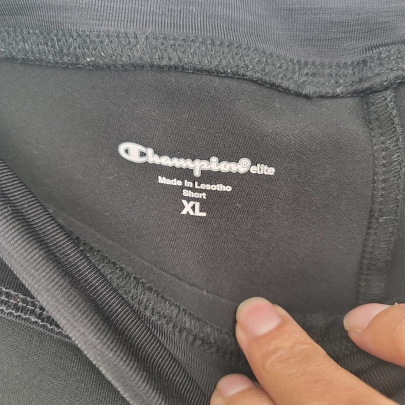 CHAMPION Yoga Pants Foldover Waistband Size XL Short Black Active Workout - Picture 3 of 5